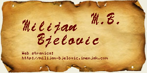 Milijan Bjelović vizit kartica